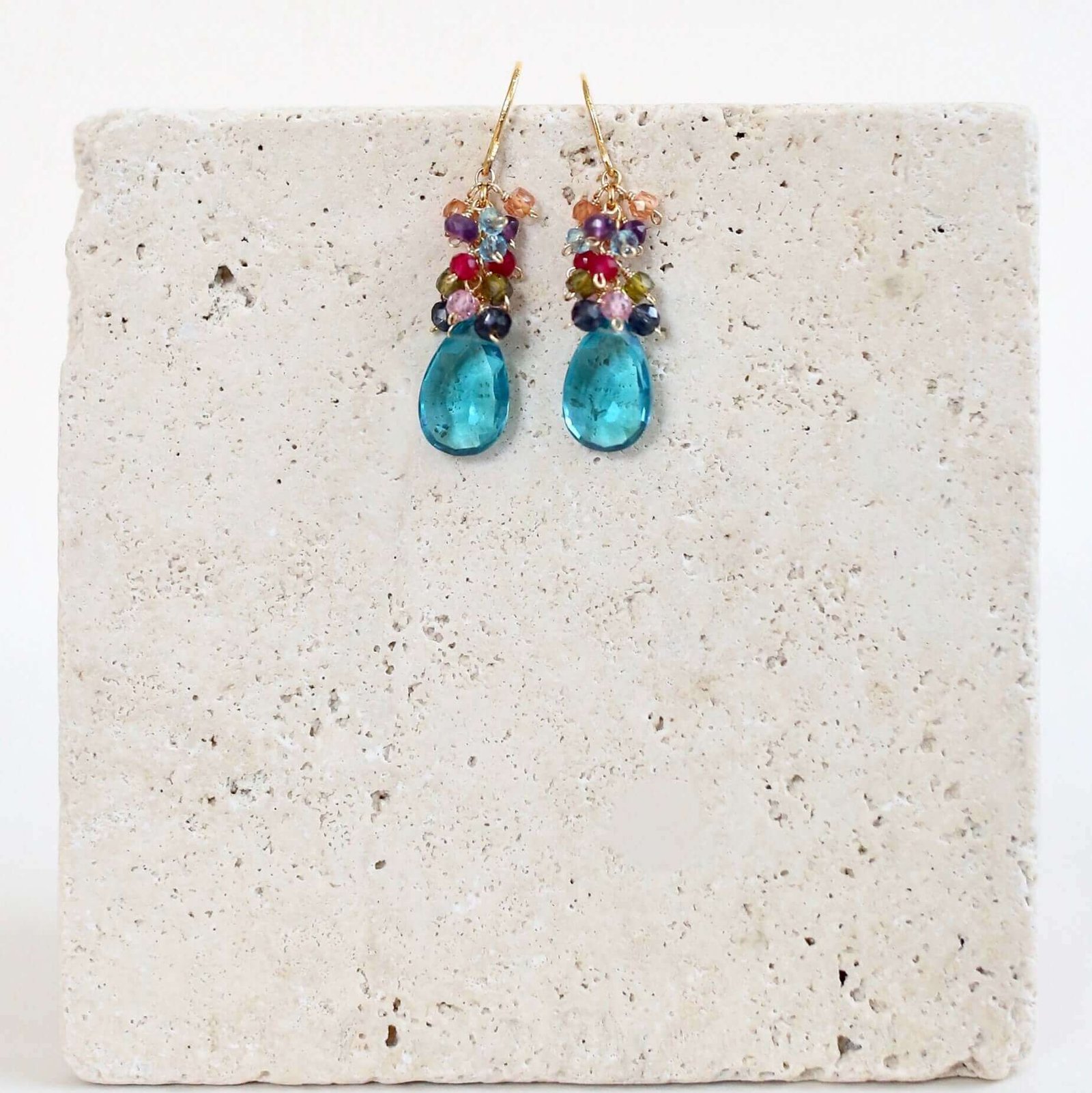 Neon Blue Quartz Bala Earrings - Image 2