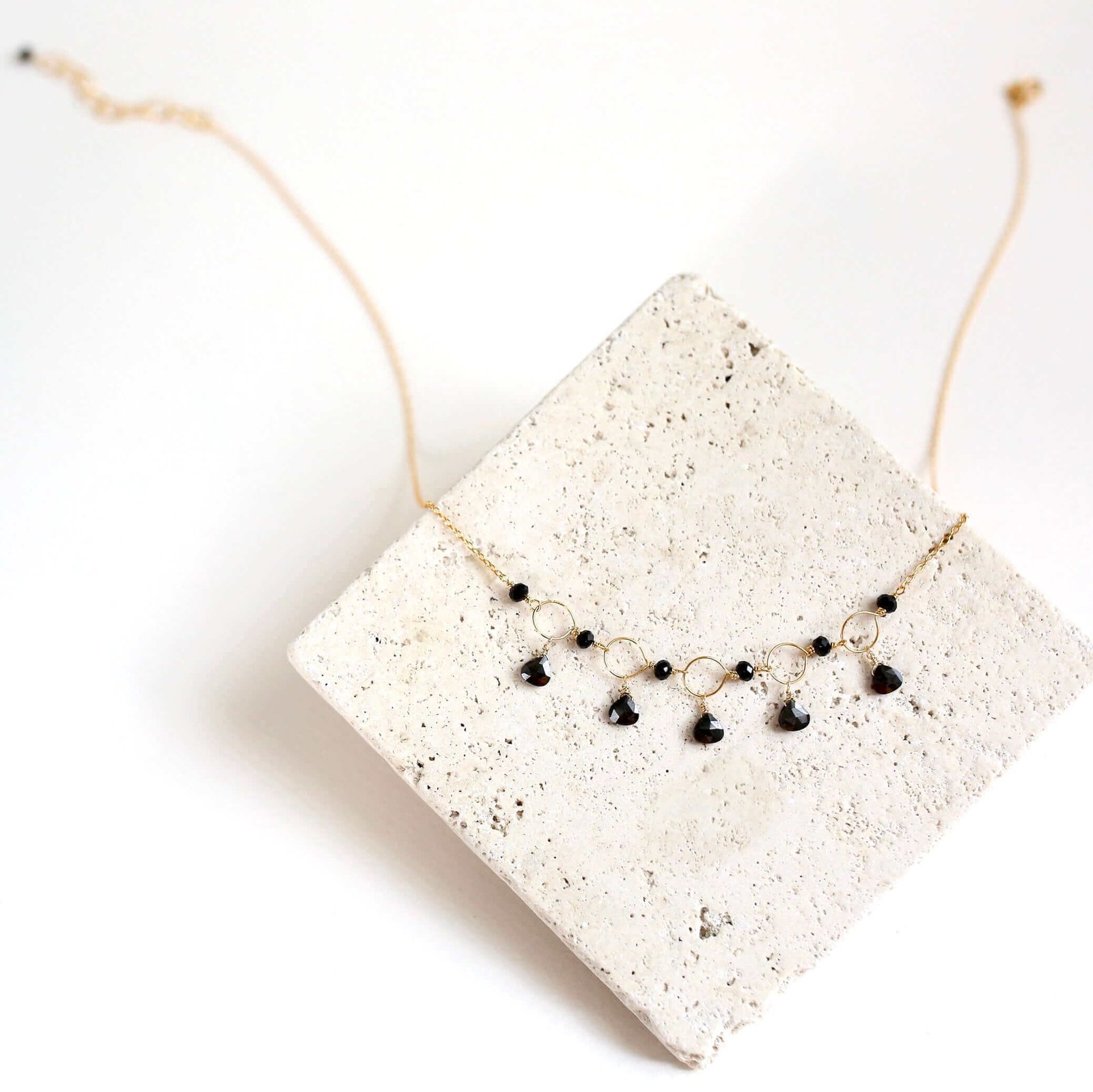 Black Spinel Gemstone Mini Sparkler Necklace - Image 3