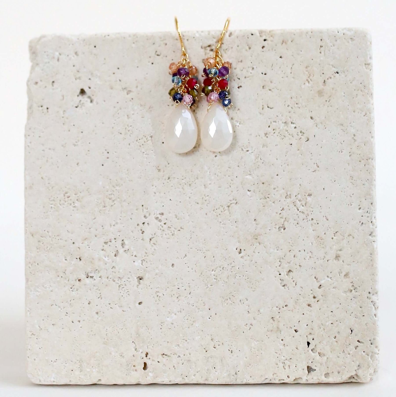 White Chalcedony Bala Earrings - Image 3