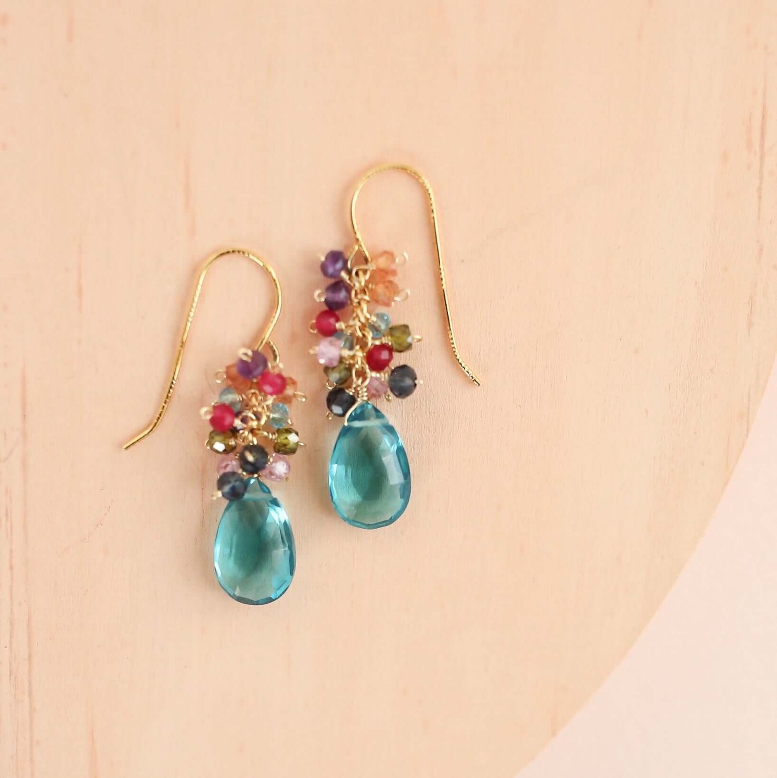 Neon Blue Quartz Bala Earrings