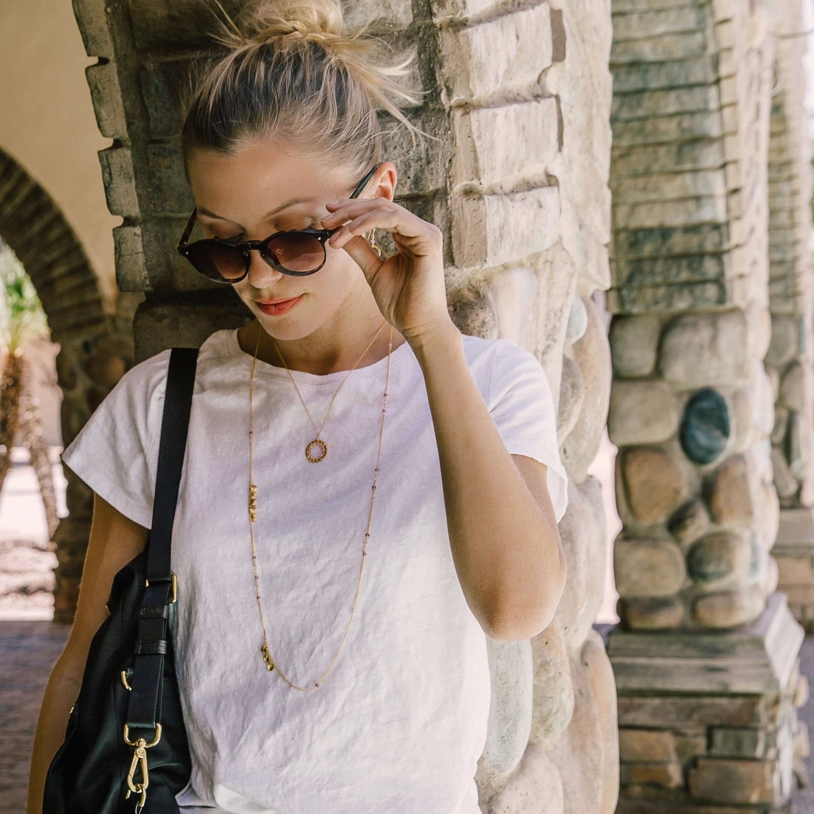Rose Quartz Halo Mini Gold Pendant - Image 4